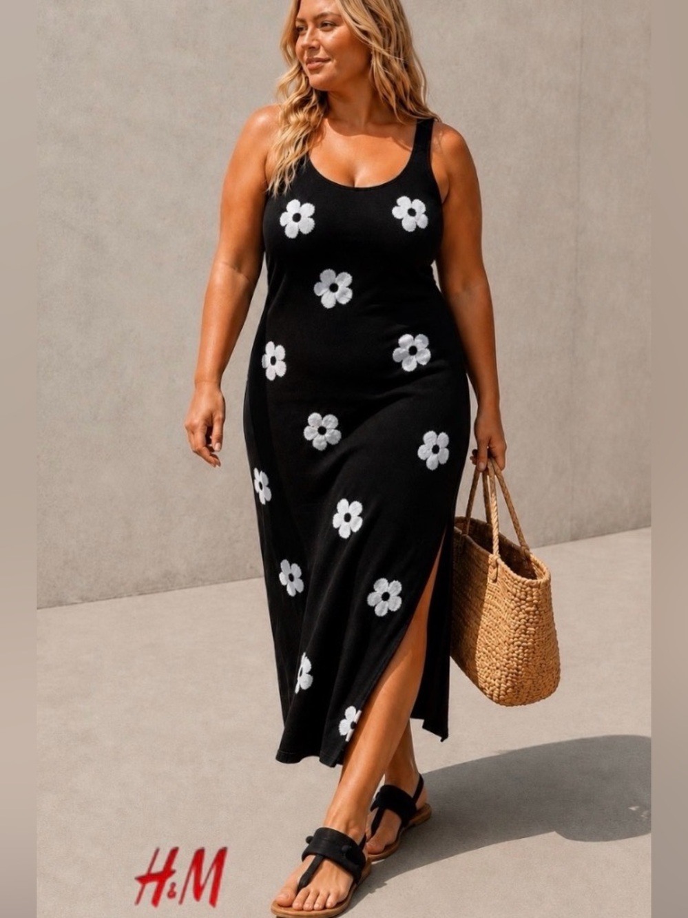 3X H&M Divided Knit Dress with Flower Motif